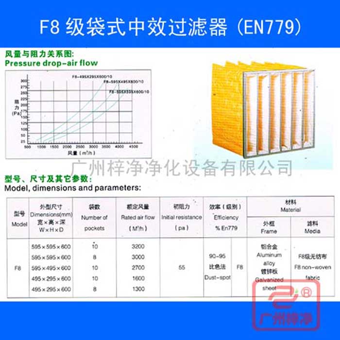 F8袋式中效空气草莓视频在线观看免费视频-f8中效袋式草莓视频在线观看免费视频规格尺寸、风量、阻力及技术参数
